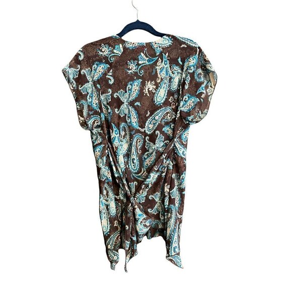 Women's Torrid Size 1 XL Pullover Short Sleeve Blouse, Top, Shirt Brown & Teal - Picture 5 of 6